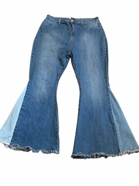 Fashion Nova Plus Size Denim Flare Jeans with Raw Hem - Size 20